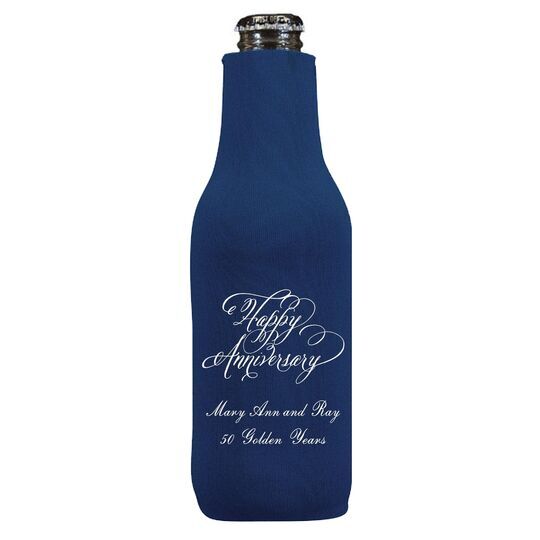 Elegant Happy Anniversary Bottle Huggers